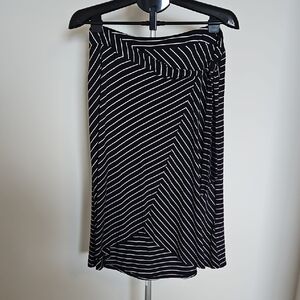 Adrienne Vittadini Black and White Asymmetrical Wrap Skirt